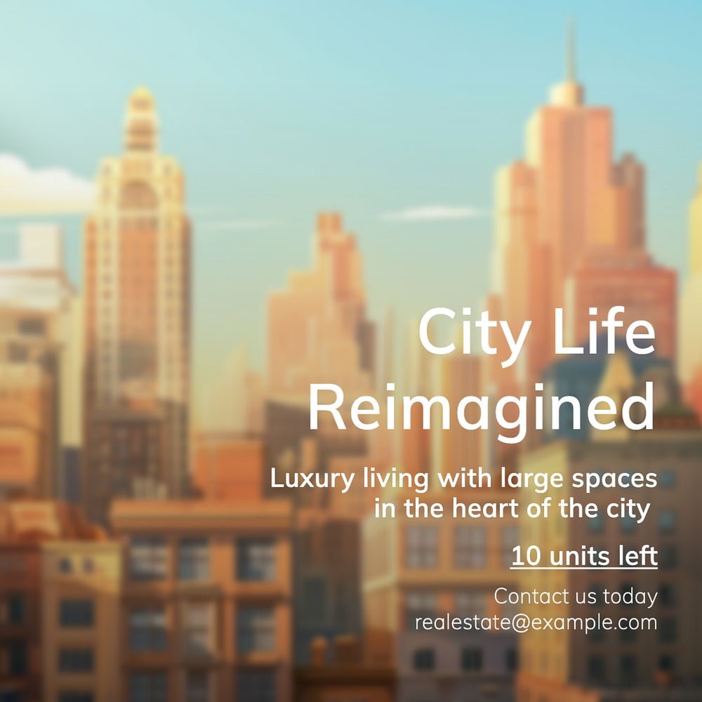 City life Instagram post template, editable text