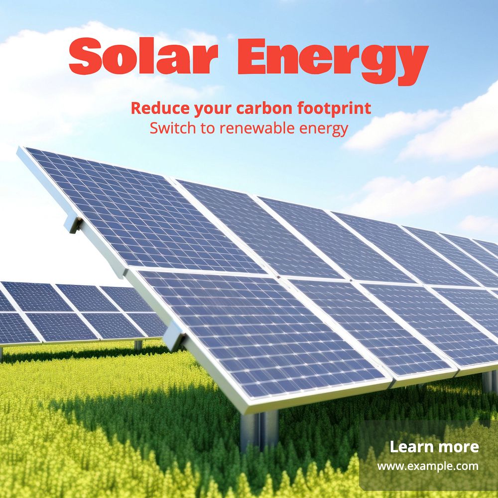 Solar energy Instagram post template, editable text