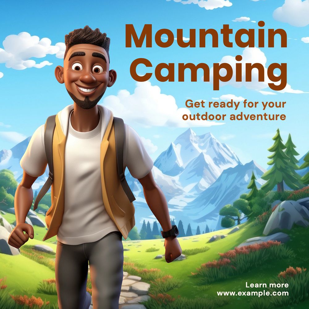 Mountain camping Instagram post template, editable text