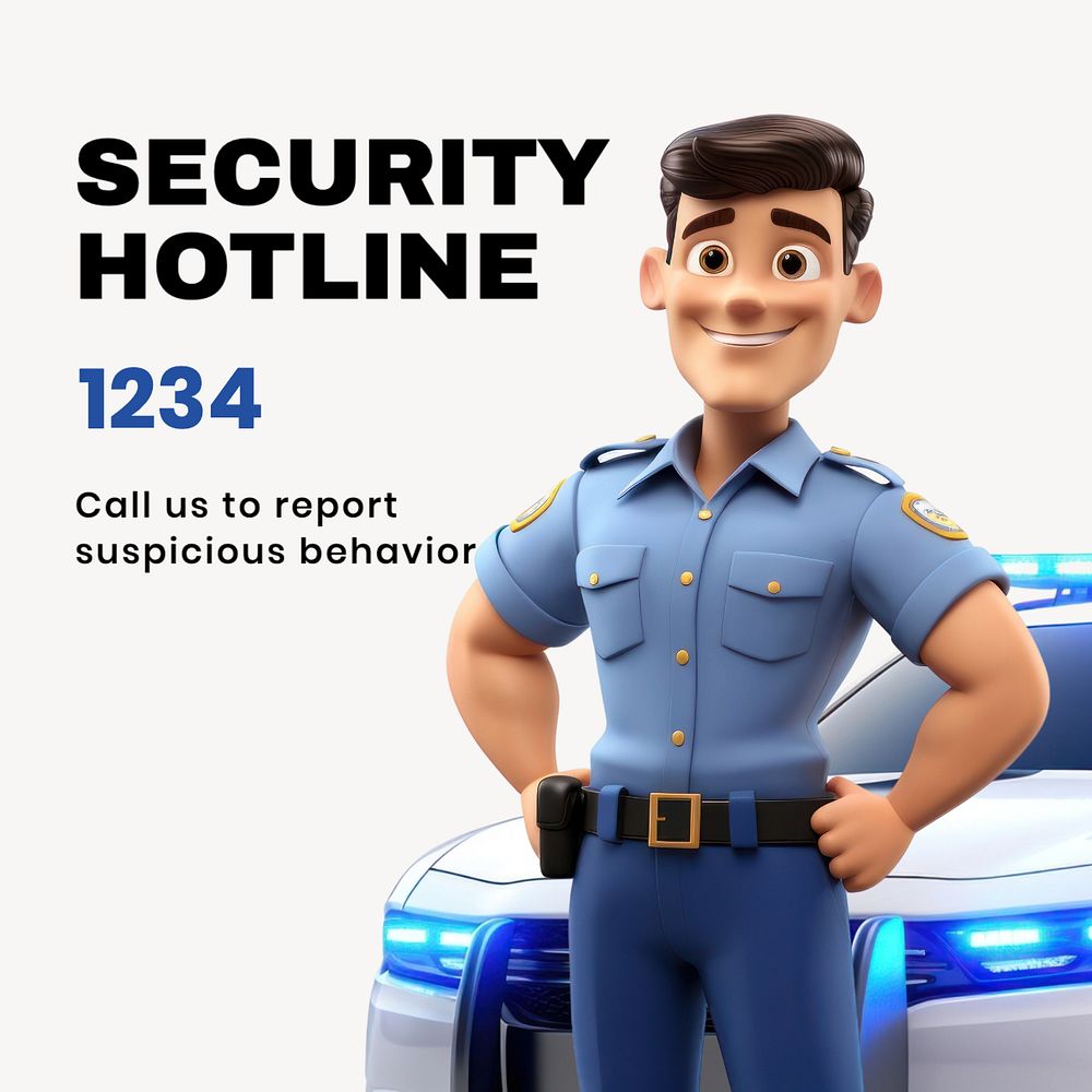 Security hotline Instagram post template, editable text