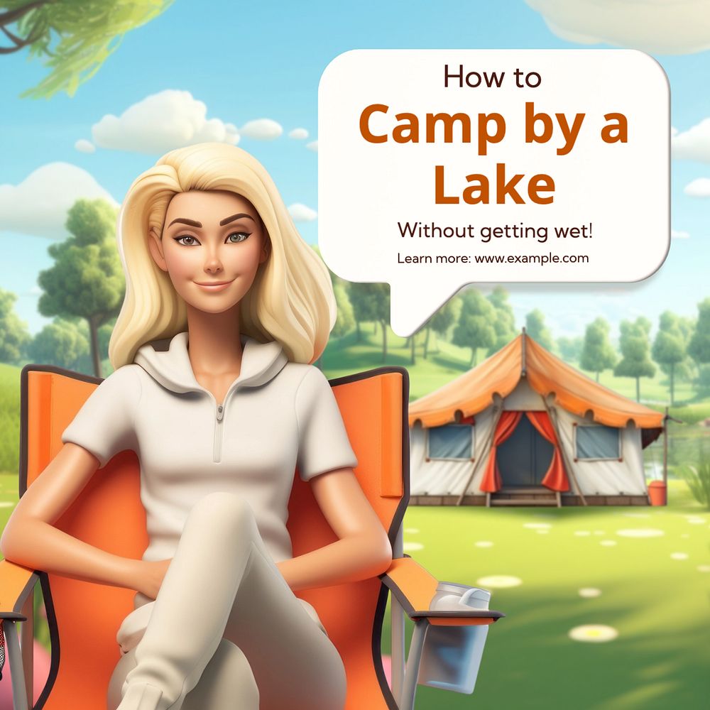 Camping Instagram post template, editable text