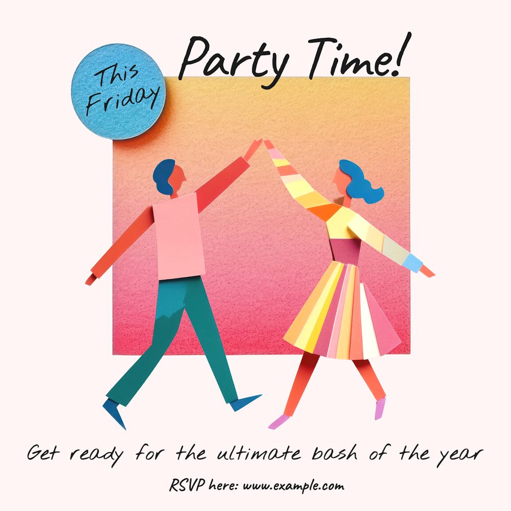 Party time Instagram post template, editable text