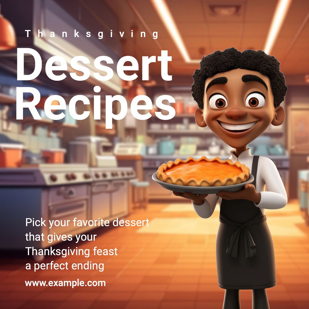 Thanksgiving dessert Instagram post template, editable text