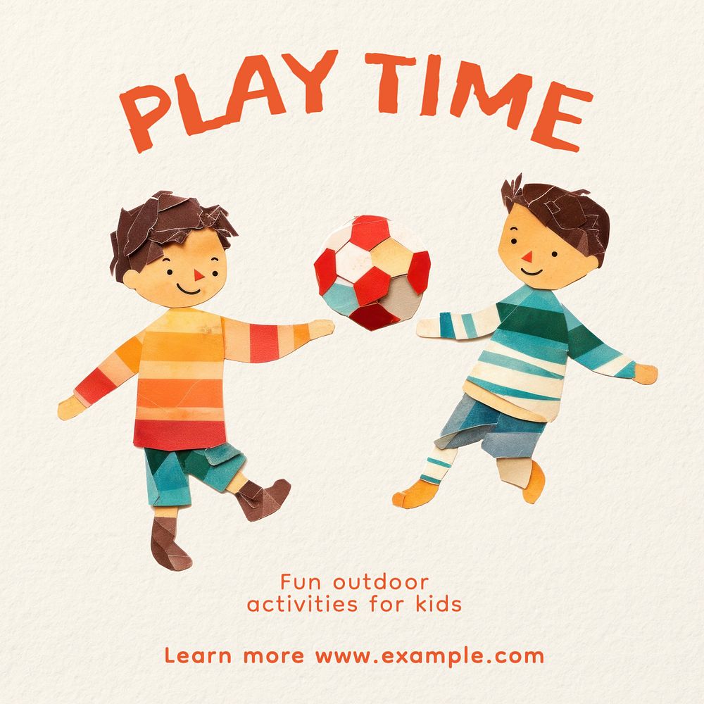 Play time Instagram post template, editable text