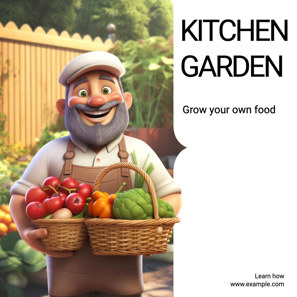 Kitchen garden Instagram post template, editable text