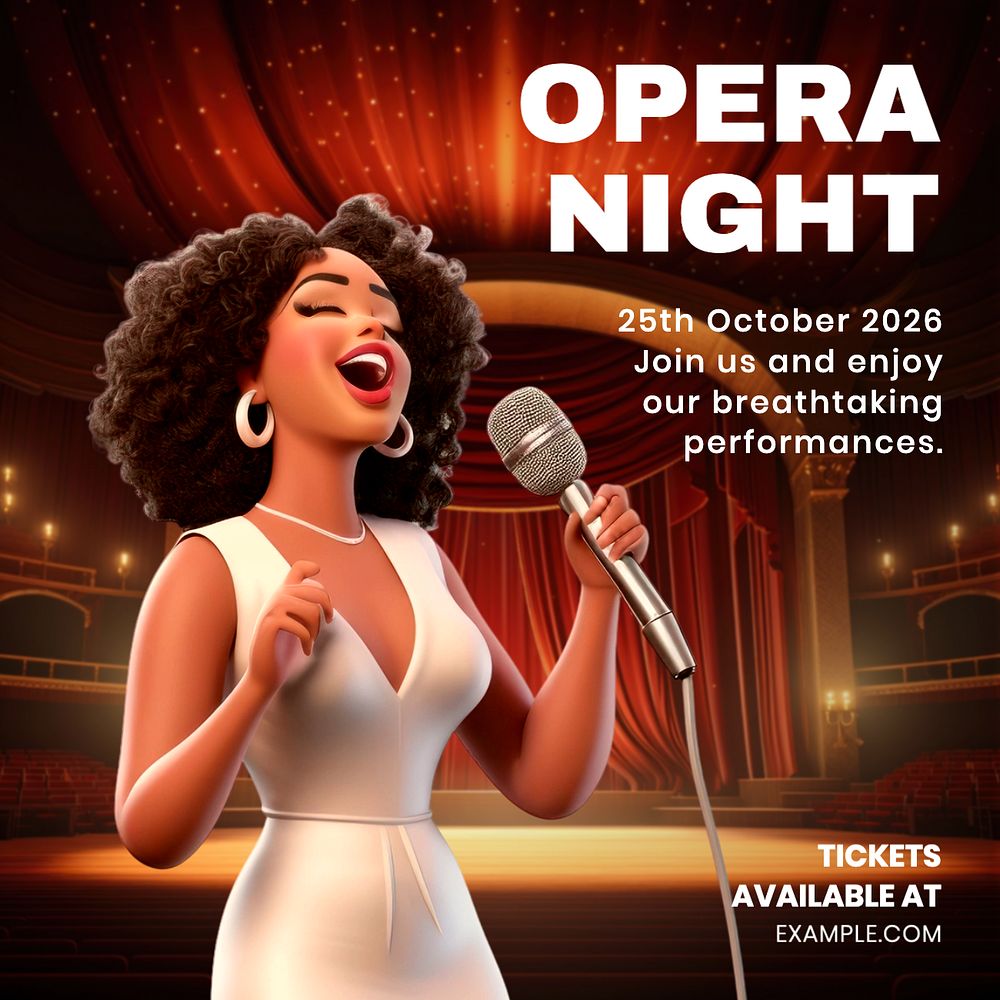 Opera night Instagram post template, editable text