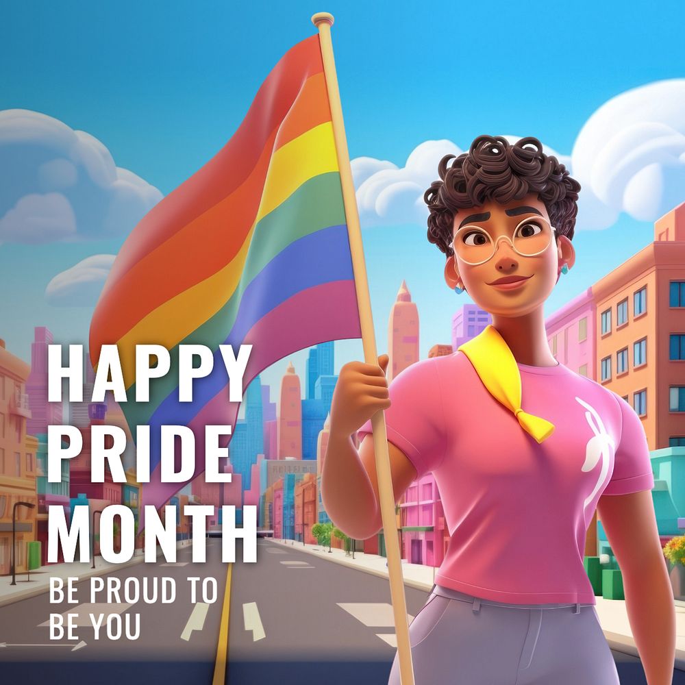 Happy pride month Instagram post template, editable text