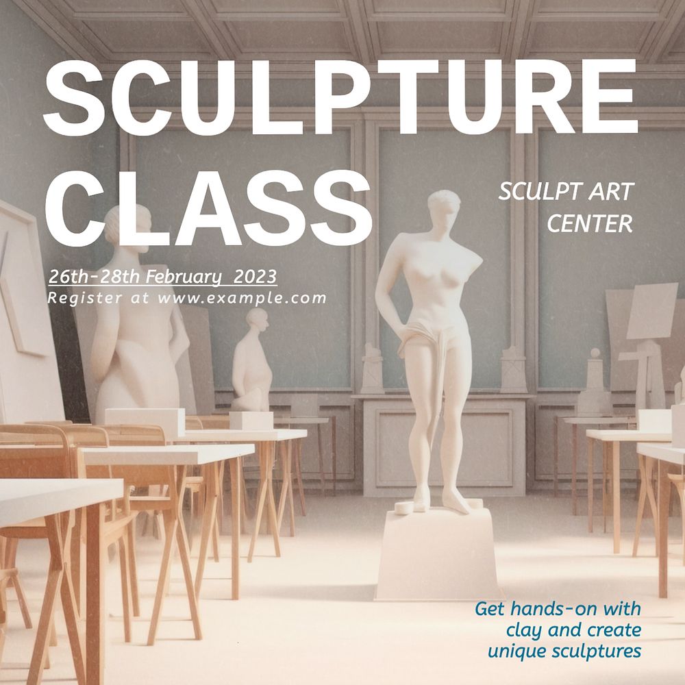 Sculpture class Instagram post template, editable text