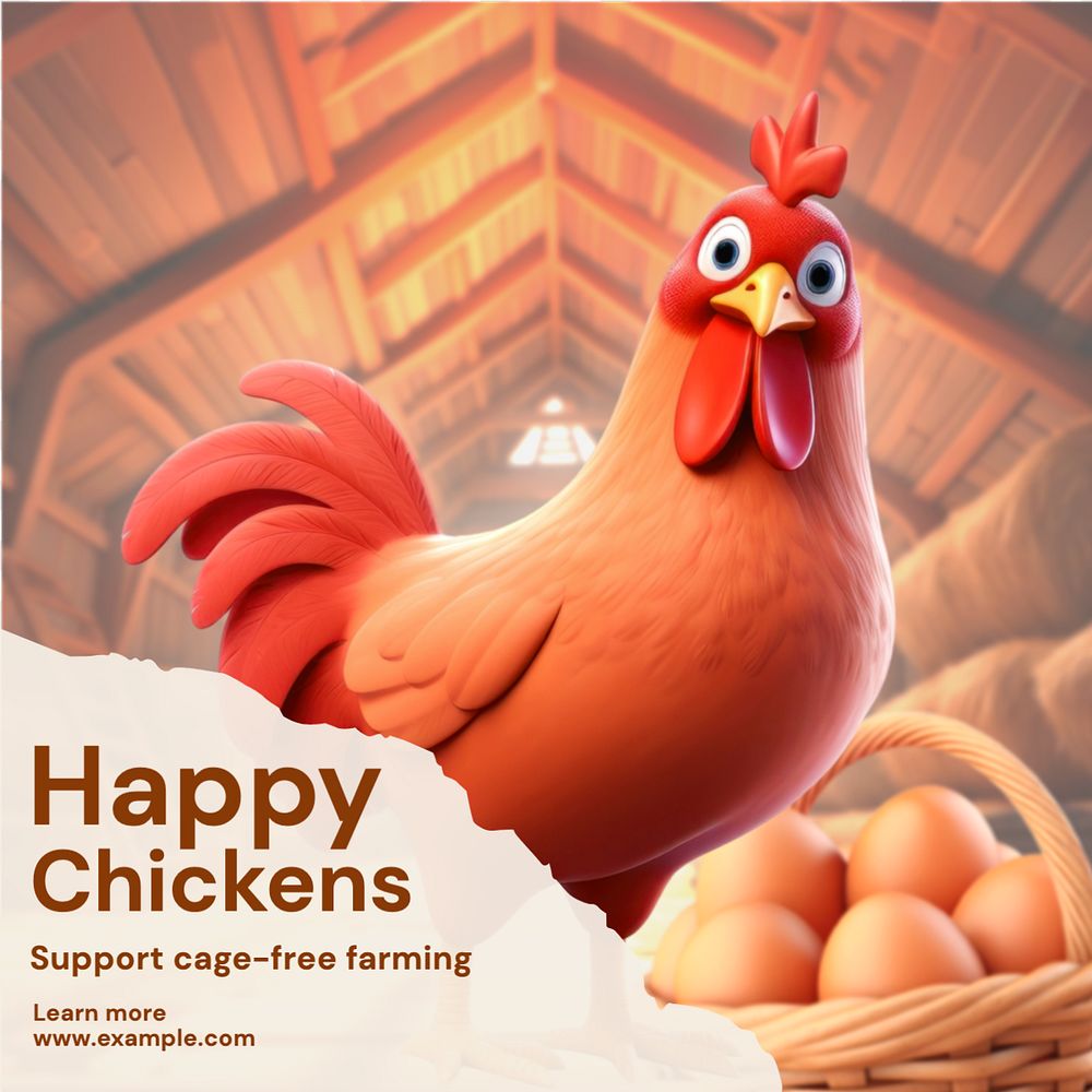 Happy chickens Instagram post template, editable text