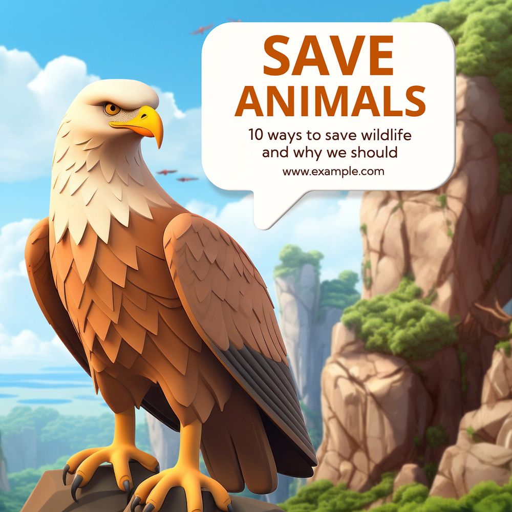 Save animals Instagram post template, editable text