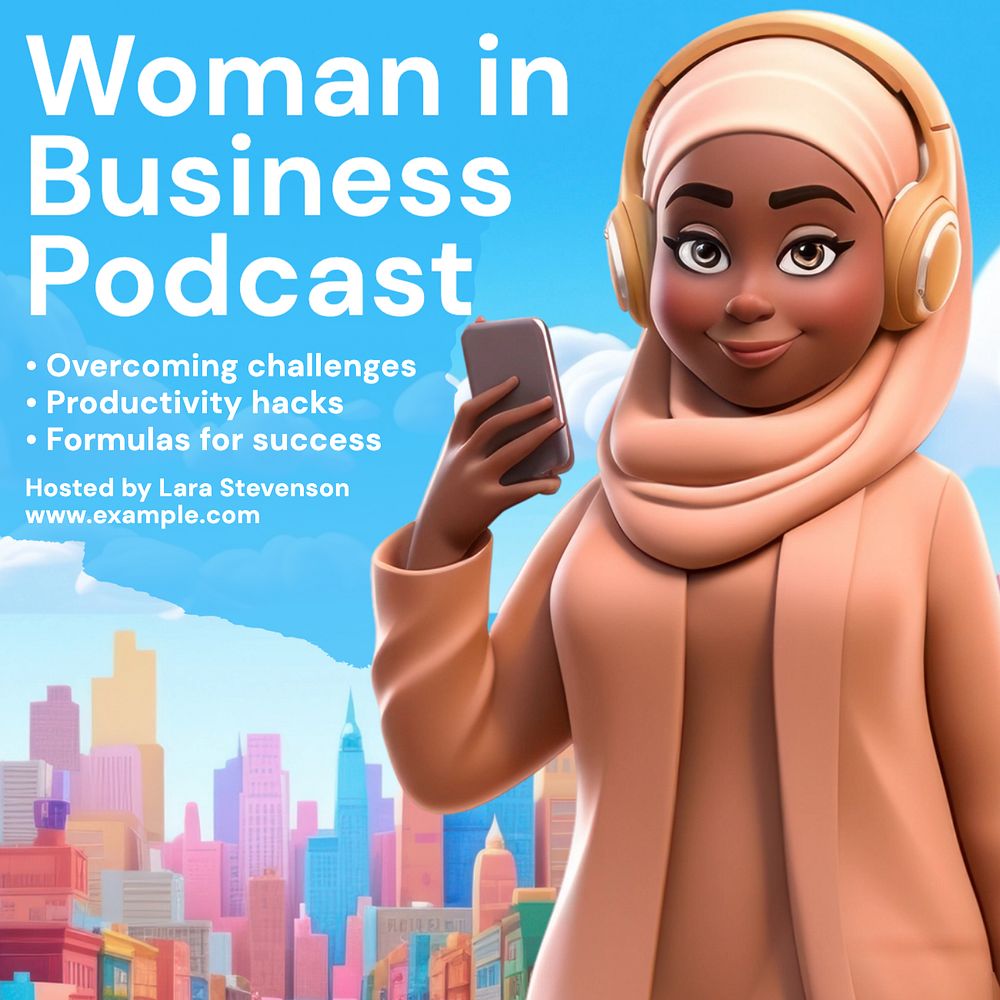 Business woman podcast Instagram post template, editable text