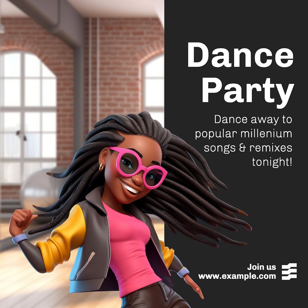 Dance party Instagram post template, editable text