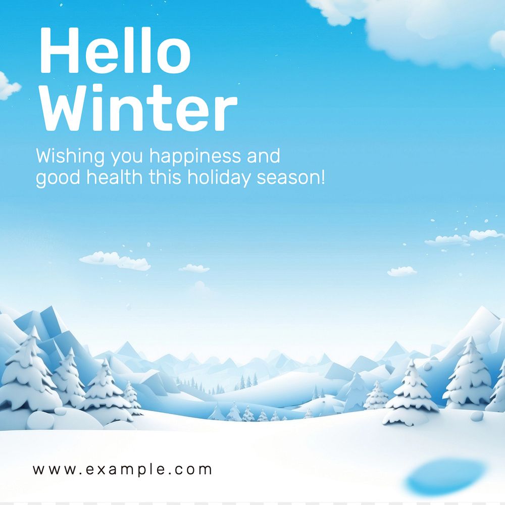 Hello winter wish Instagram post template, editable text