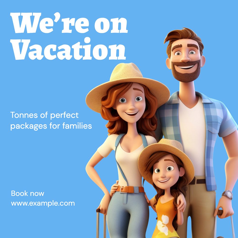 Vacation packages Instagram post template, editable text