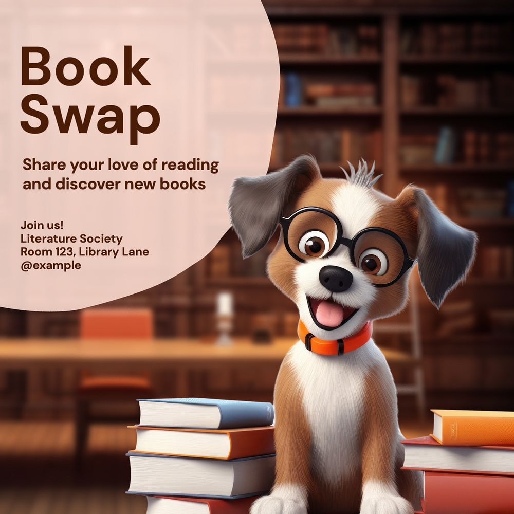 Book swap Instagram post template, editable text