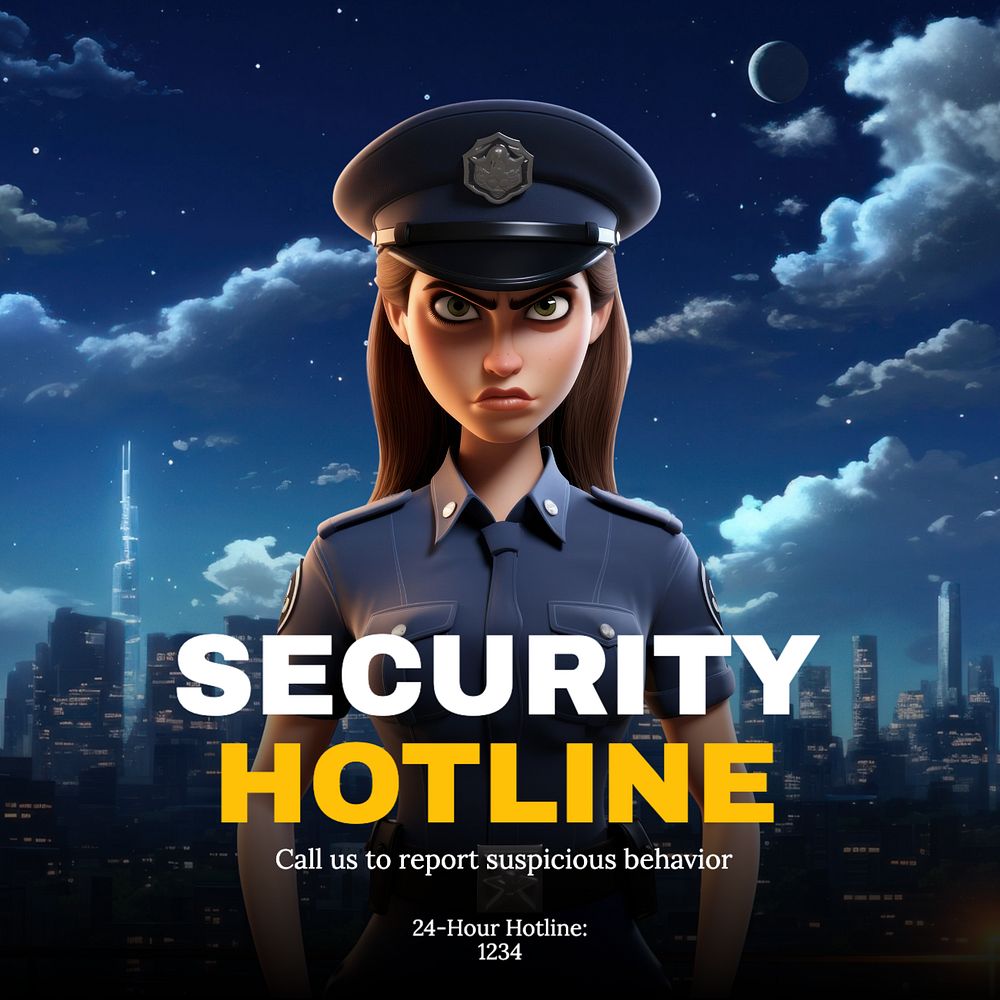 Security hotline Instagram post template, editable text