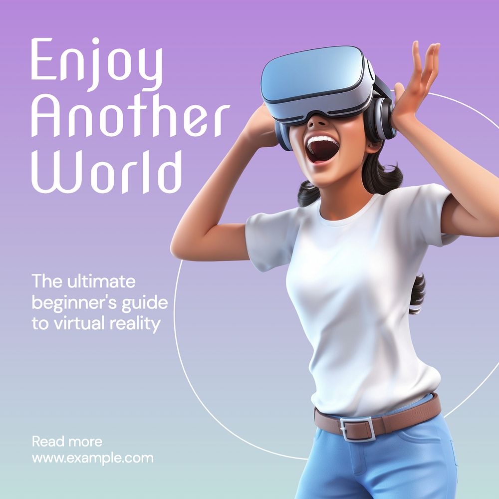 VR experience Instagram post template, editable text