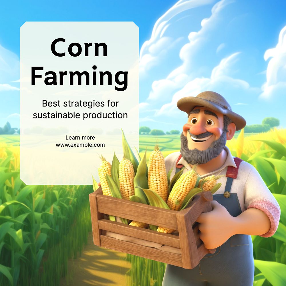 Corn farming Instagram post template, editable text