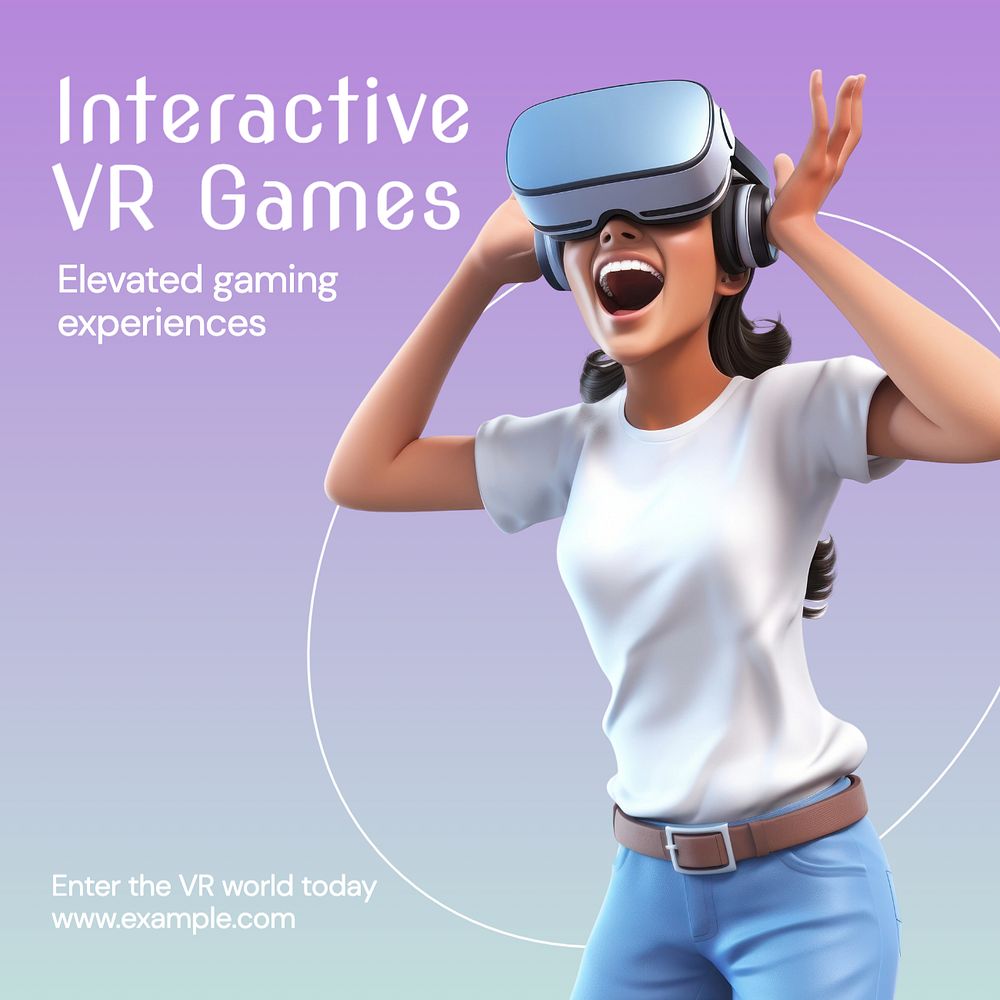 VR games Instagram post template, editable text