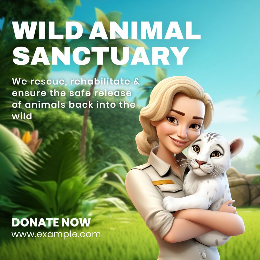 Wildlife sanctuary Instagram post template, editable text