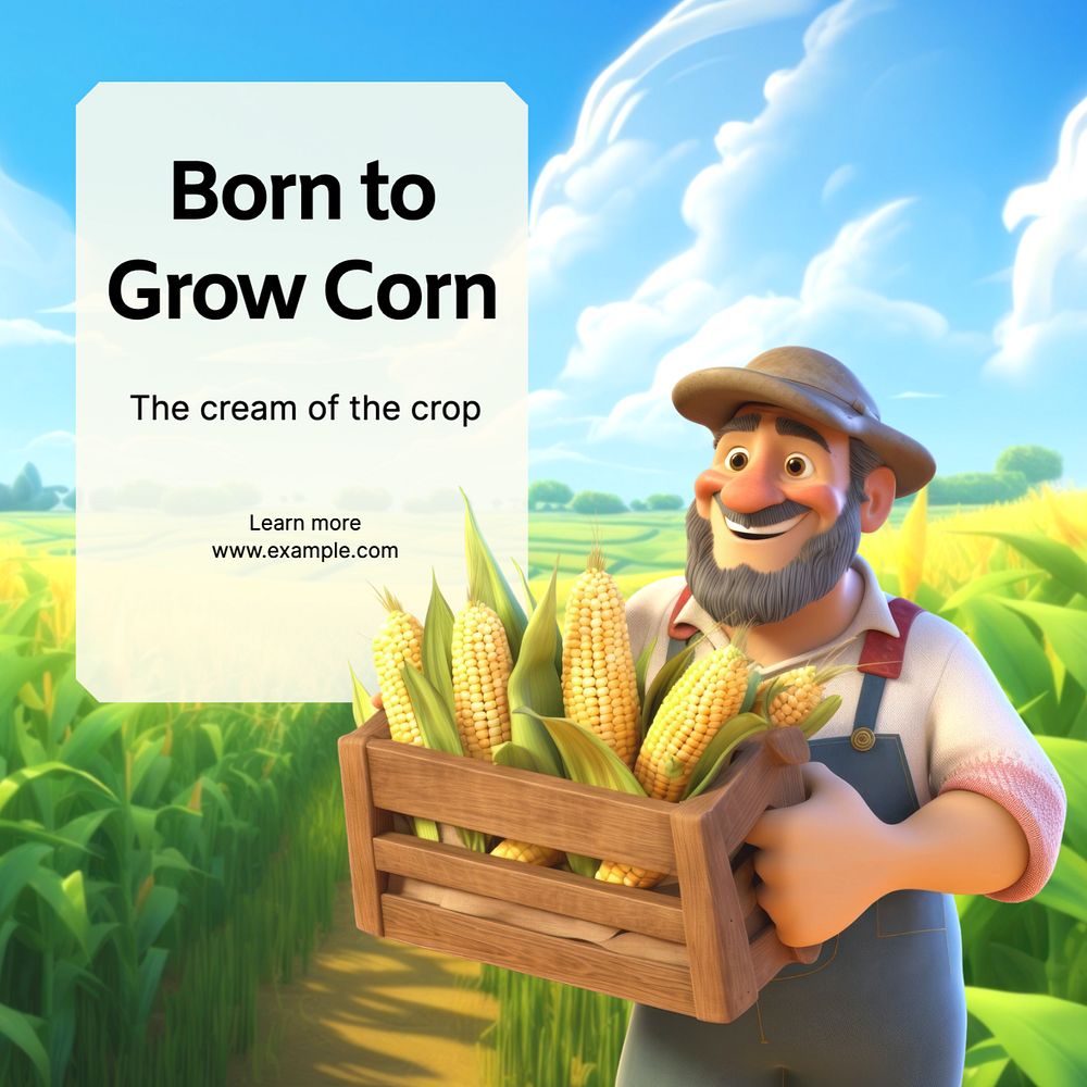 Farming corn Instagram post template, editable text