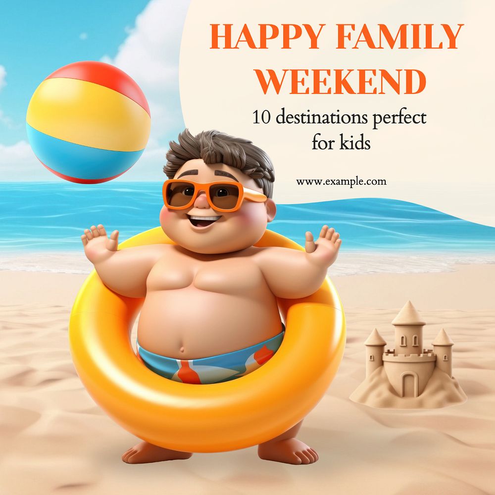 Happy family weekend Instagram post template, editable text