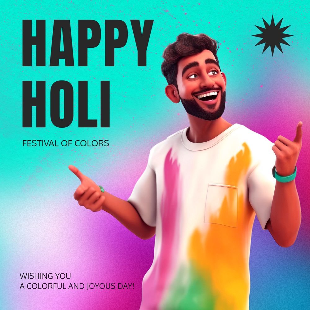 Happy holi Instagram post template, editable text