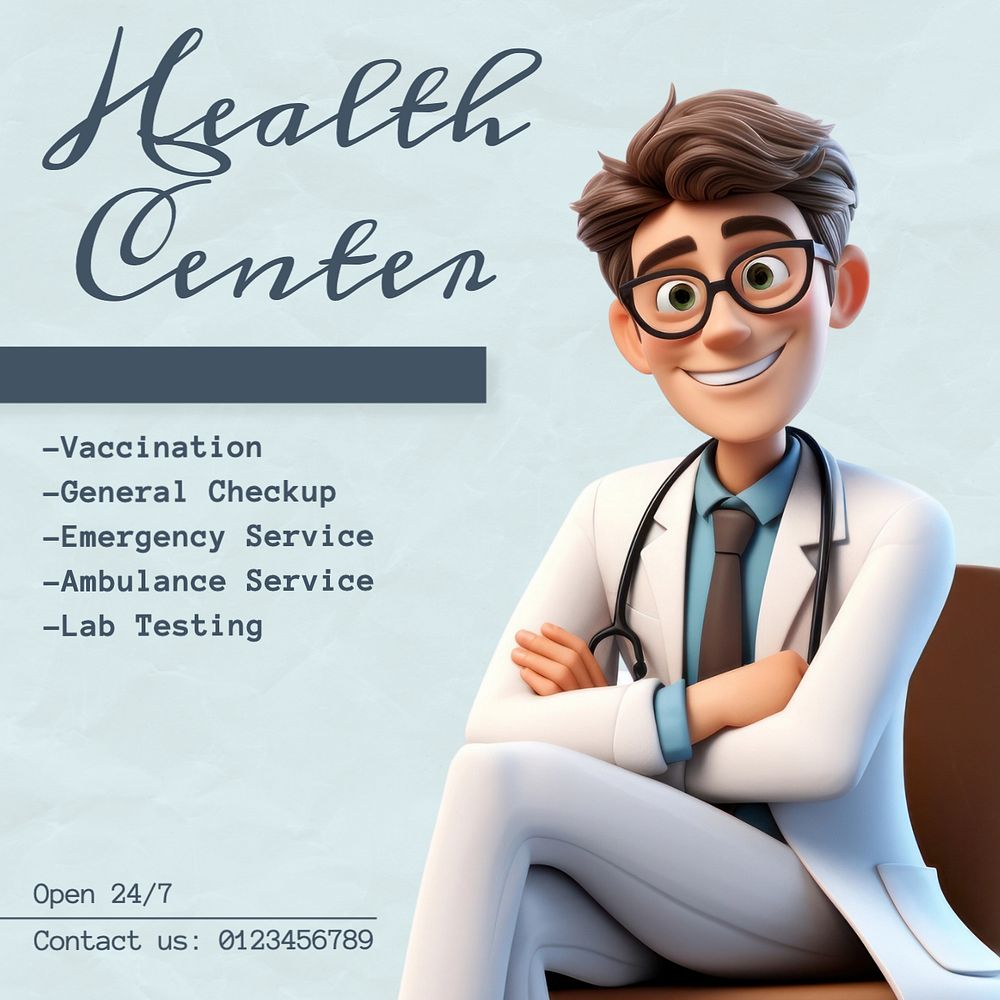 Health center Facebook post template, editable design