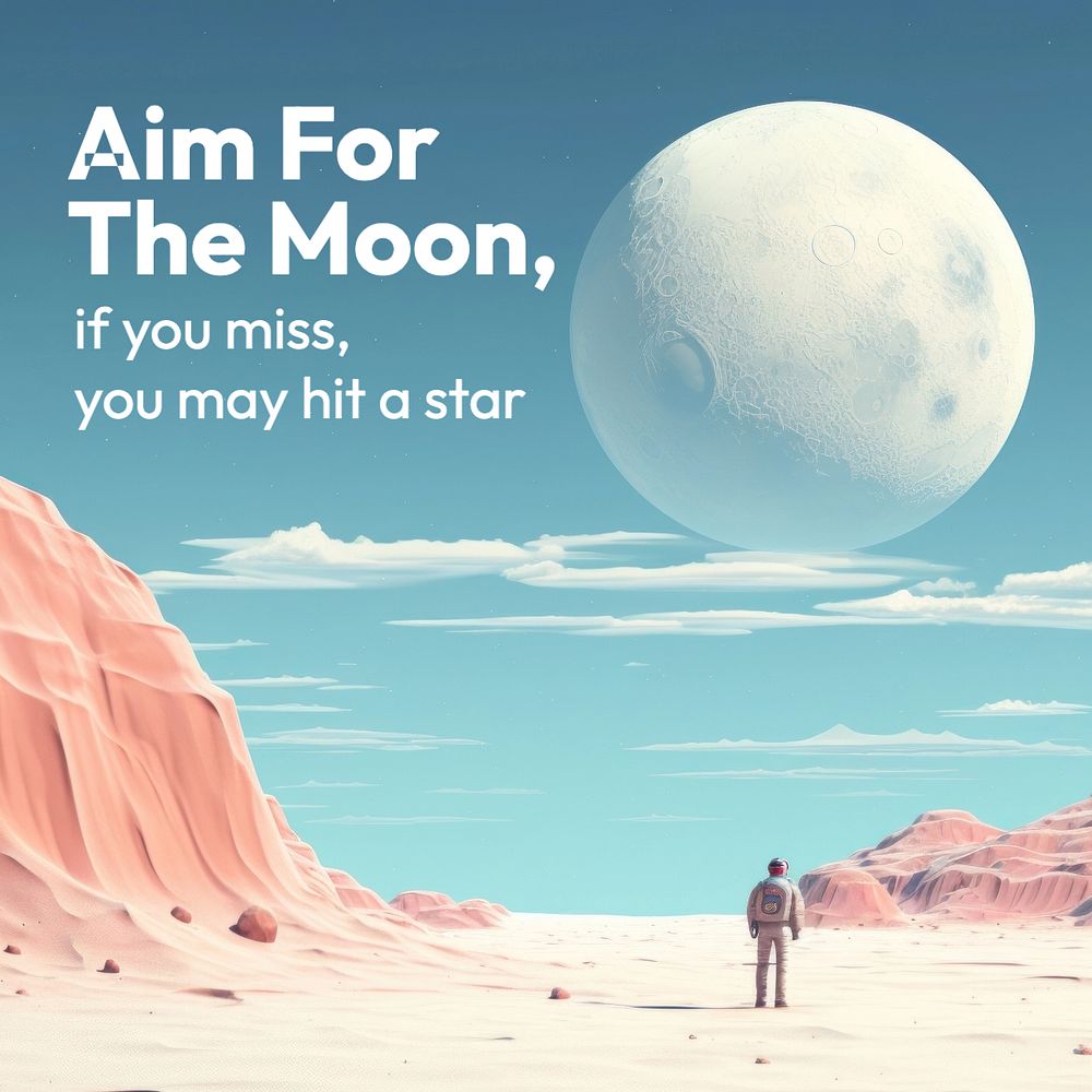 Aim for the moon Instagram post template, editable text