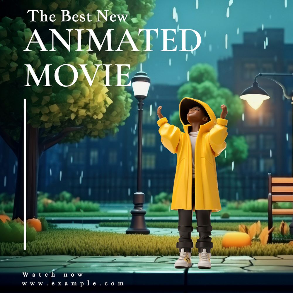 Animated movie Instagram post template, editable text