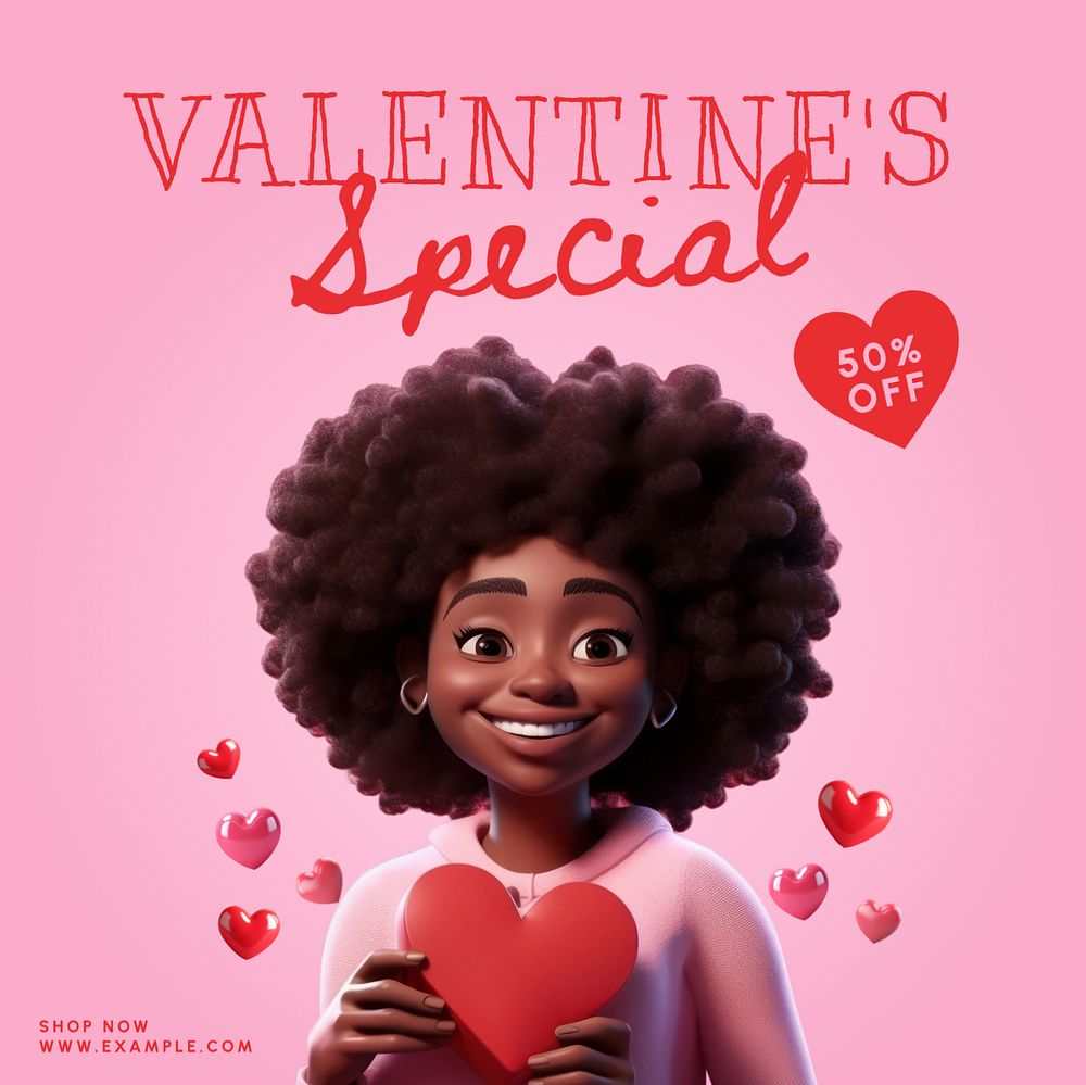 Valentine's special Instagram post template, editable text