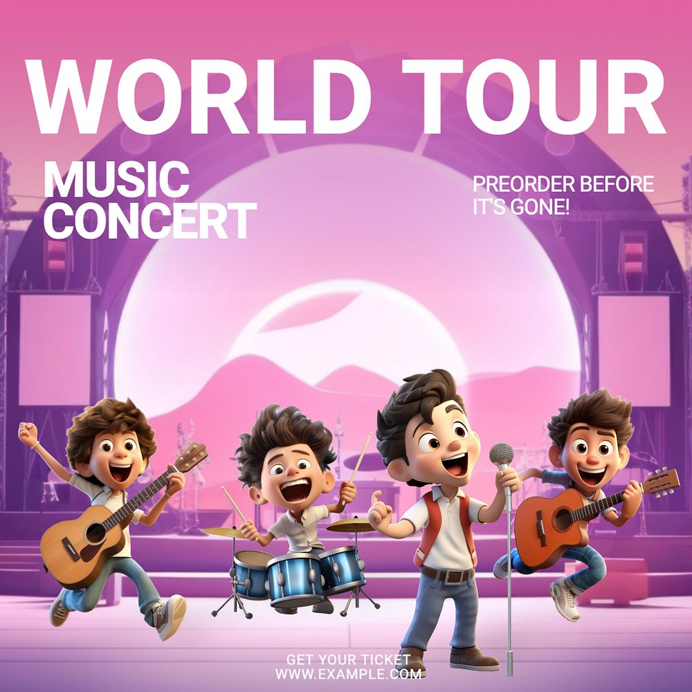 World tour Instagram post template, editable text