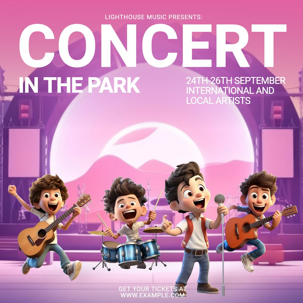 Park concert Instagram post template, editable text