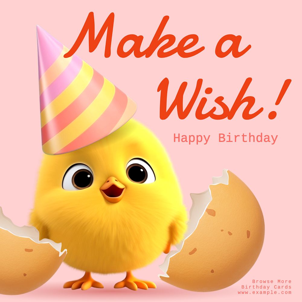 Birthday card wish Instagram post template, editable text