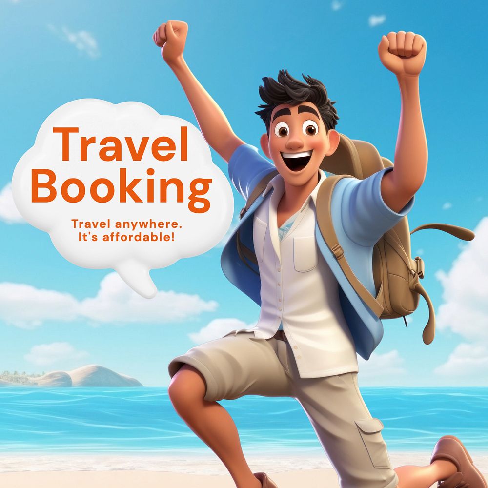 Travel booking website Instagram post template, editable text