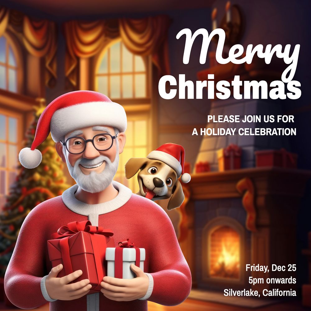 Christmas celebration Instagram post template, editable text