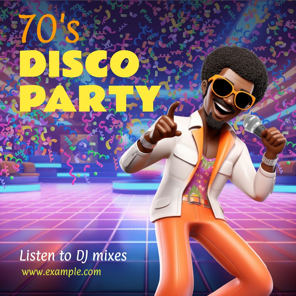 Disco party Instagram post template, editable text