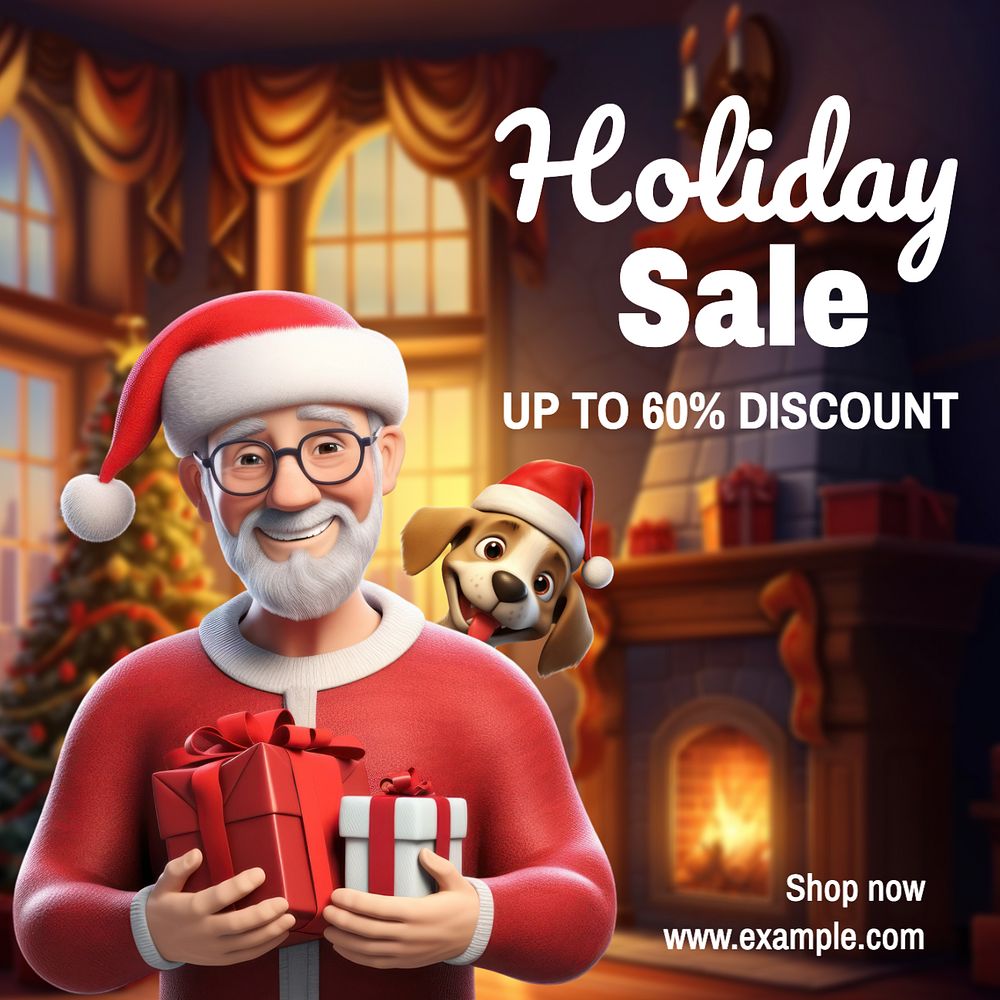 Holiday sale Instagram post template, editable text