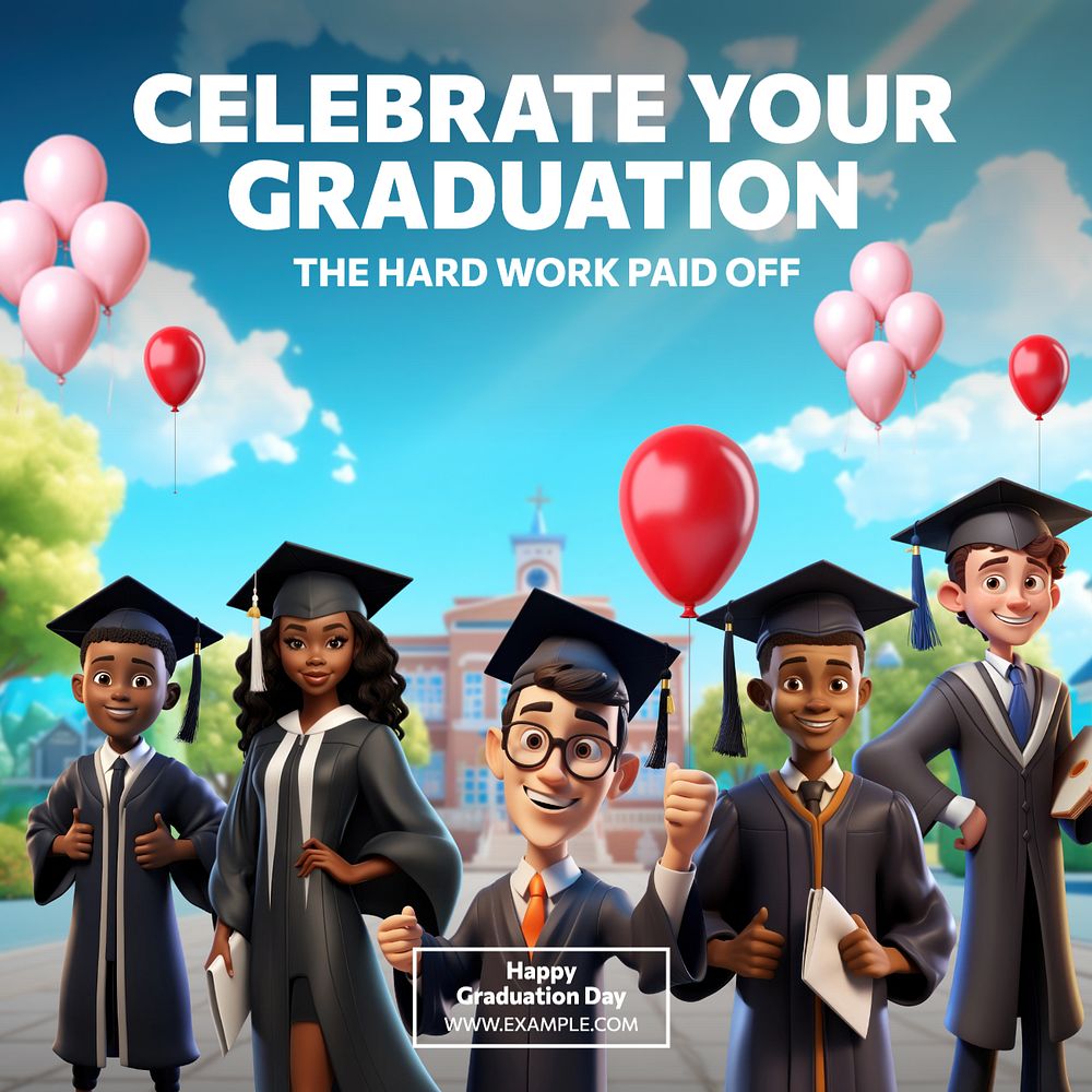 Graduation Instagram post template, editable text