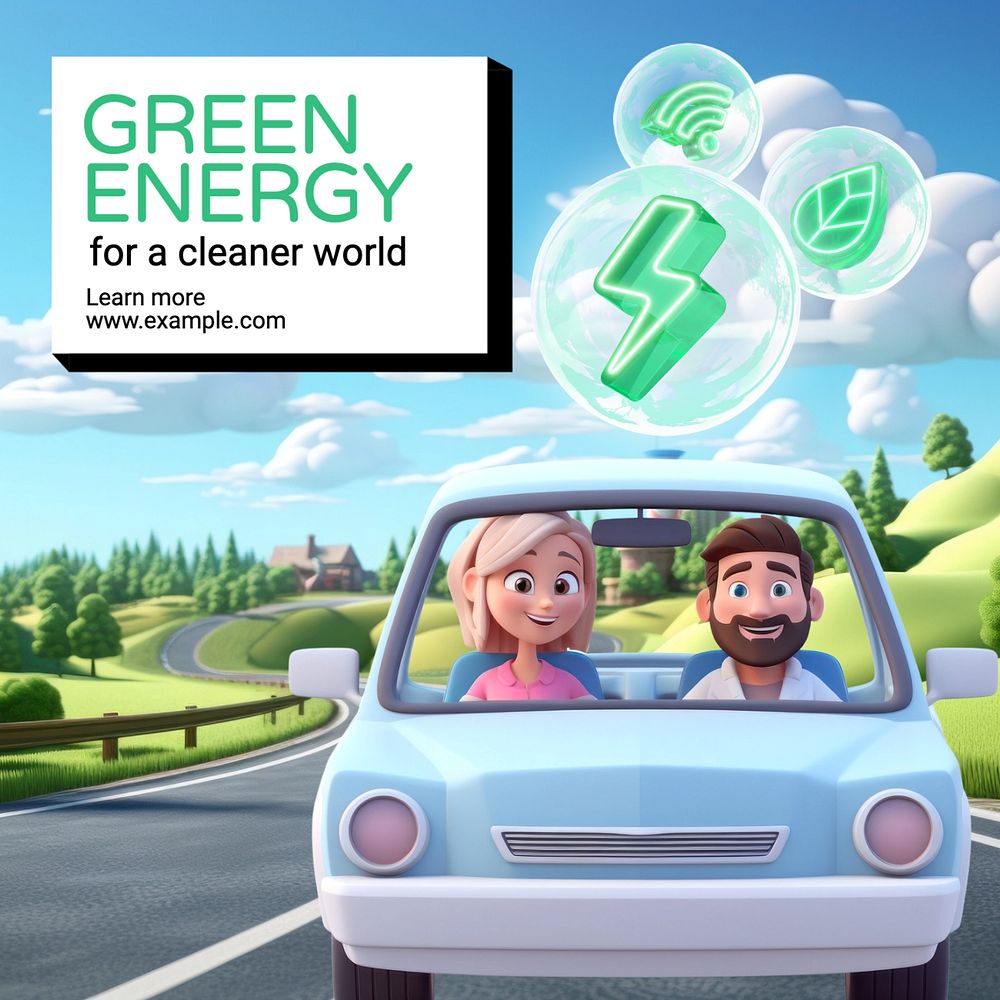 Green Energy Instagram post template, editable text