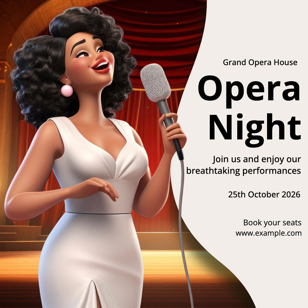 Opera night Instagram post template, editable text