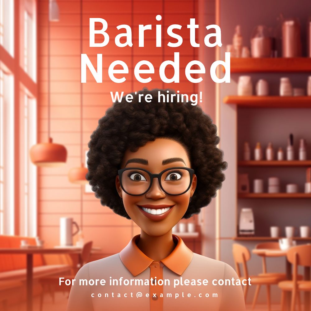 Barista needed Instagram post template, editable text