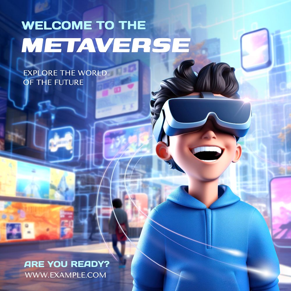 Metaverse Instagram post template, editable text