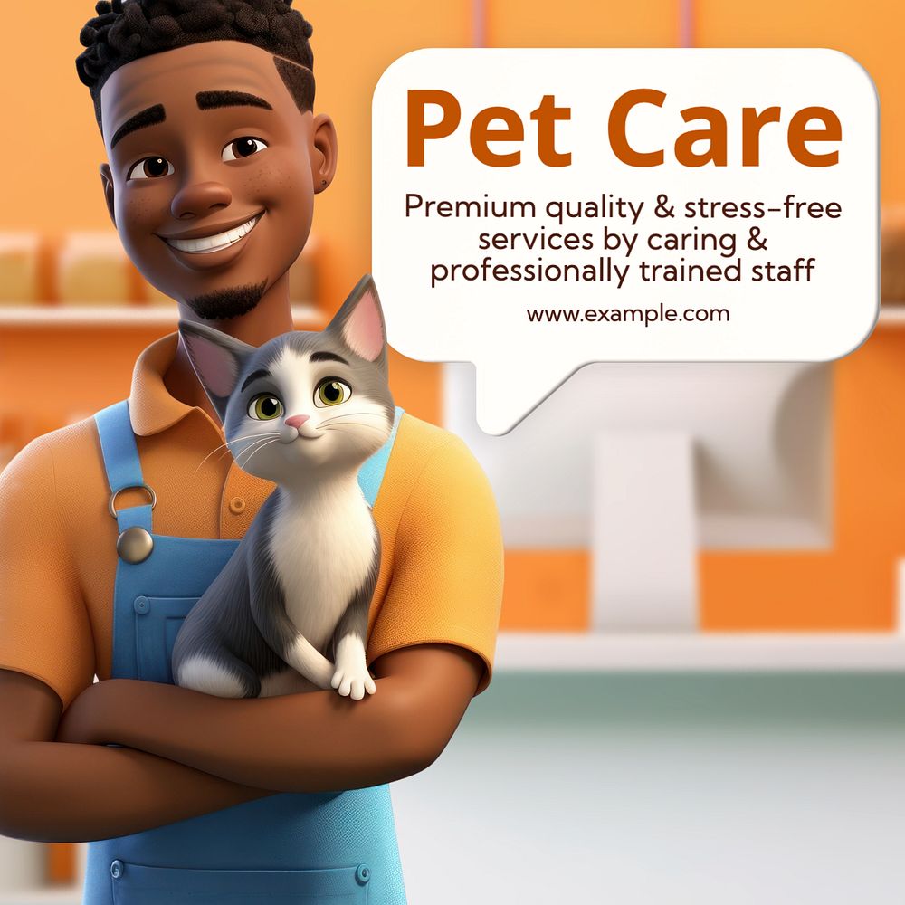 Pet care Instagram post template, editable text