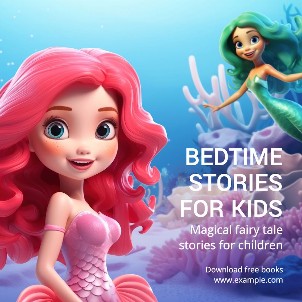 Bedtime stories Instagram post template, editable text