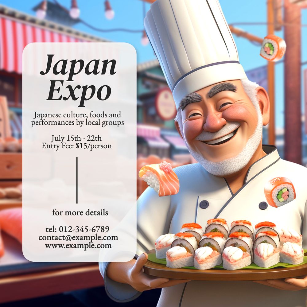 Japan Expo Instagram post template, editable text