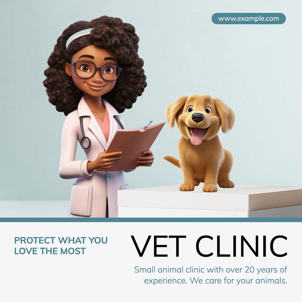 Vet clinic Instagram post template, editable text