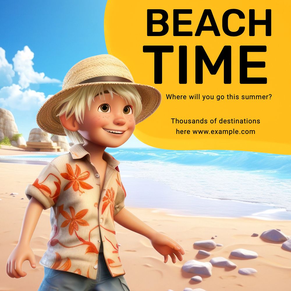 Summer holiday Instagram post template, editable text