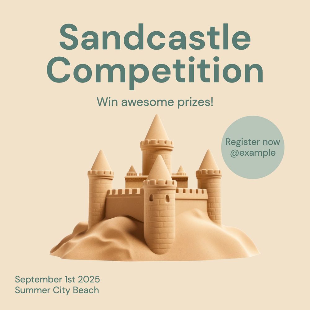 Sandcastle competition Instagram post template, editable text