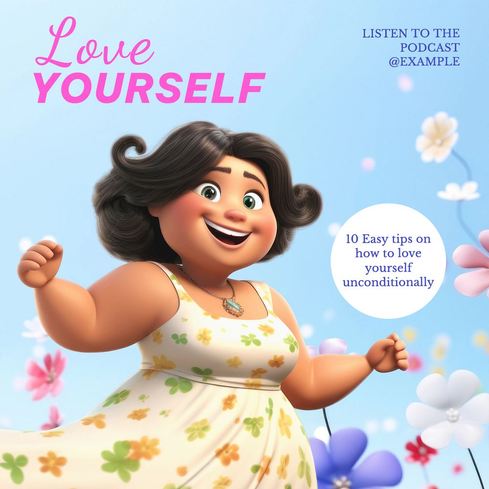 Love yourself Instagram post template, editable text